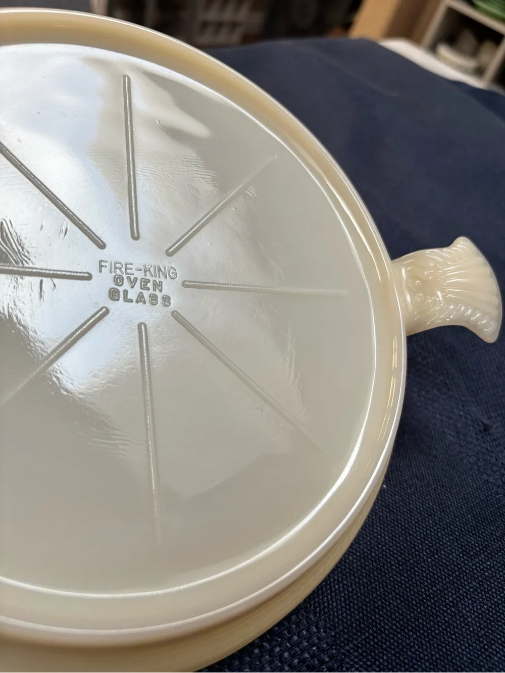 Vintage Fire King Ivory casserole serving dish